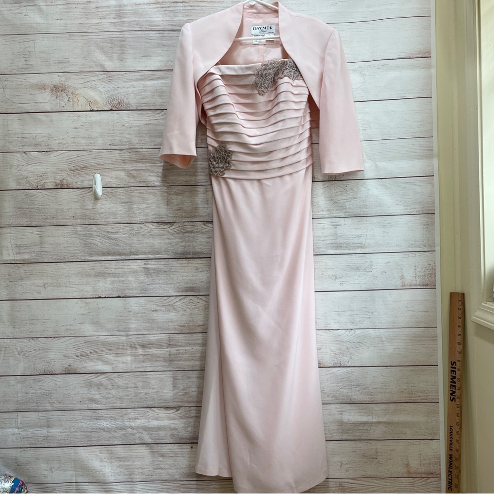 DAYMOR ALEXANDER BEADED‎ PINK MIDI DRESS WITH BOLERO JACKET